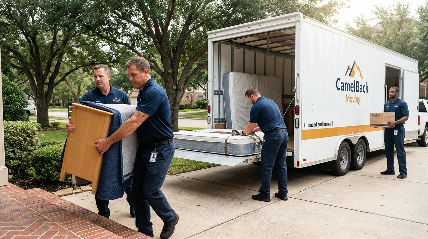 Crew loading residential truck for cross-state move from Cheyenne, WY